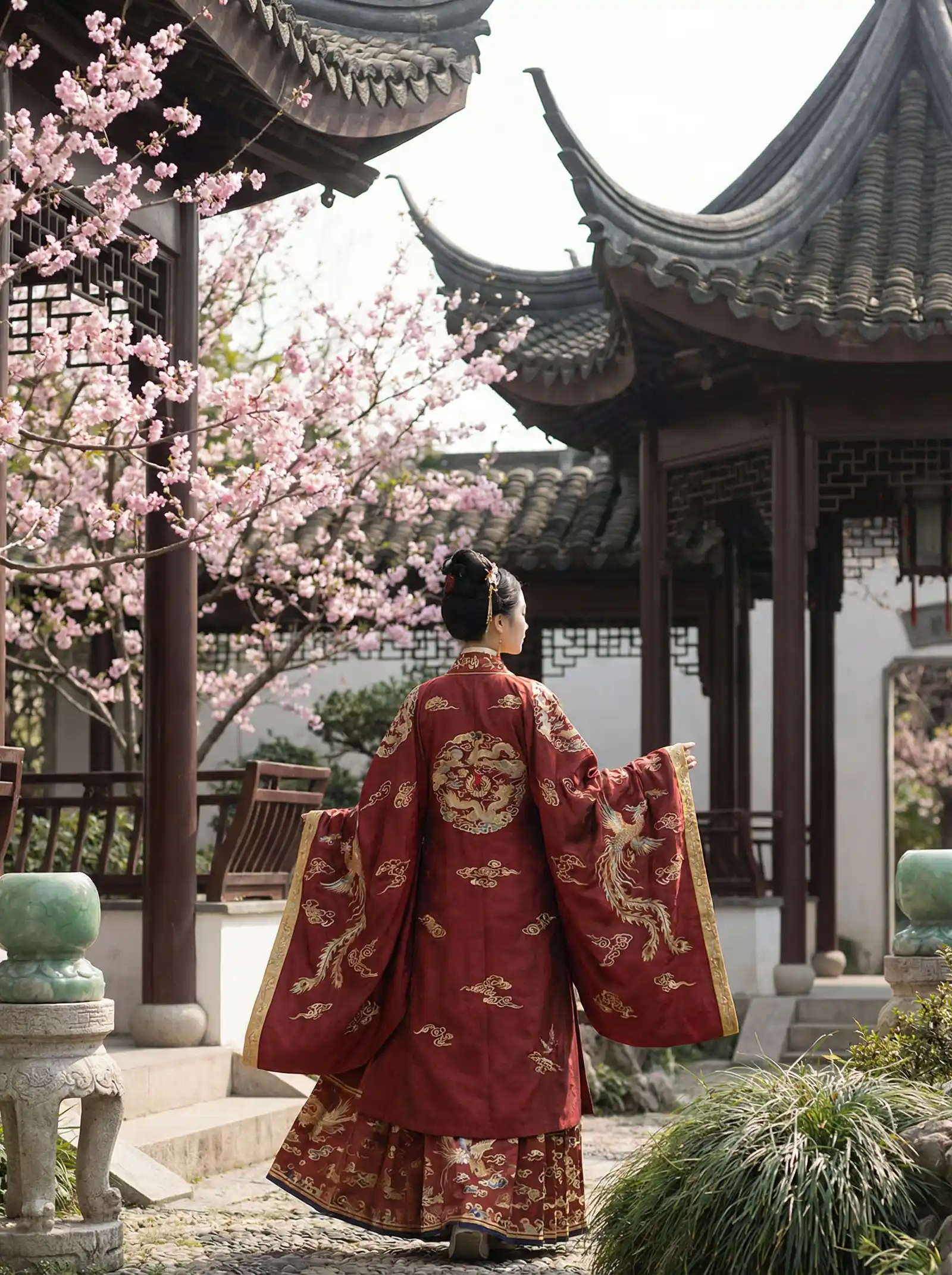 向日葵APP网址进入免费站长统计IOS破解 明制汉服红色凤凰刺绣